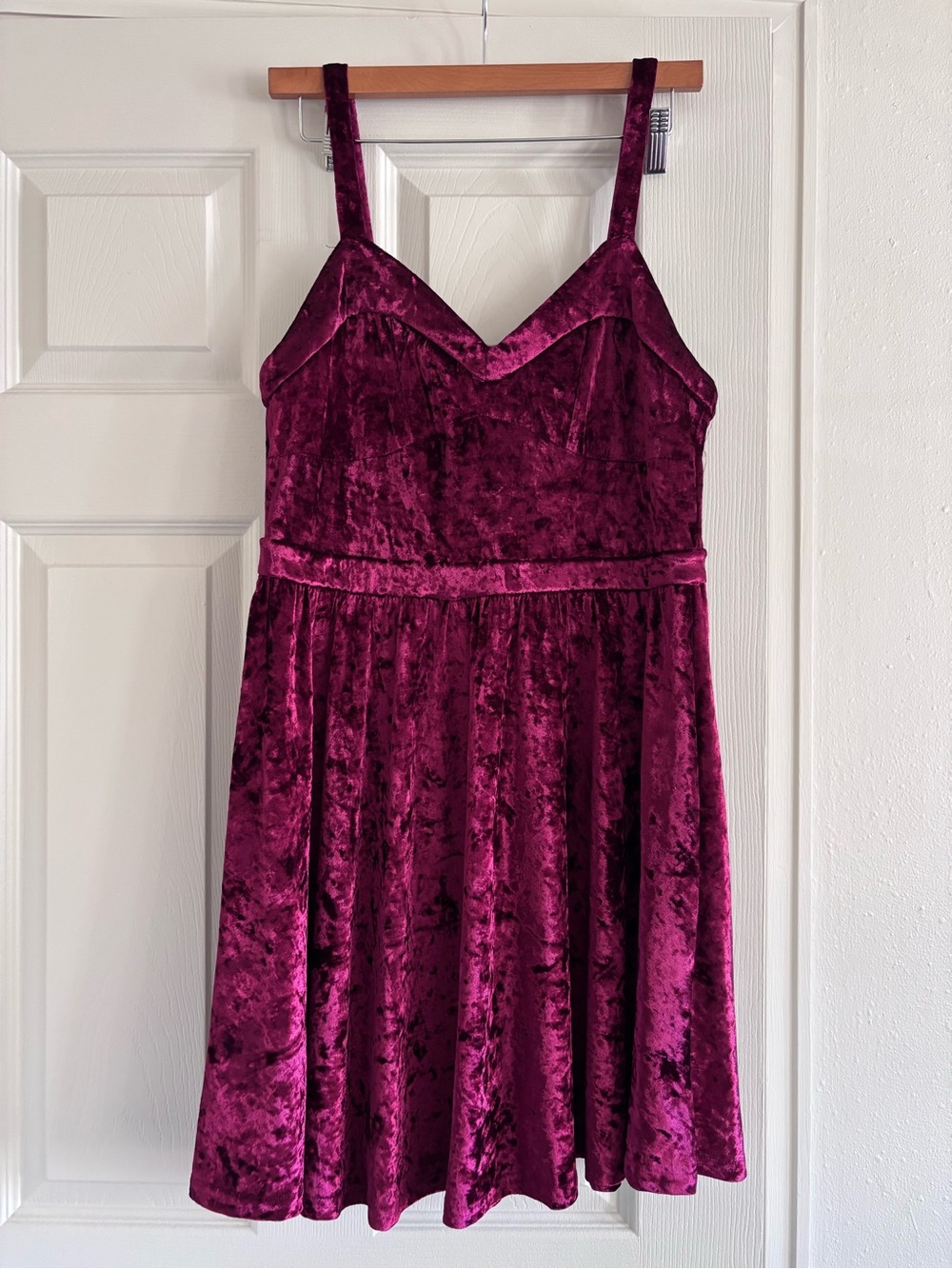 Love Riche Velvet Spaghetti-Strap Dress in Deep Plum